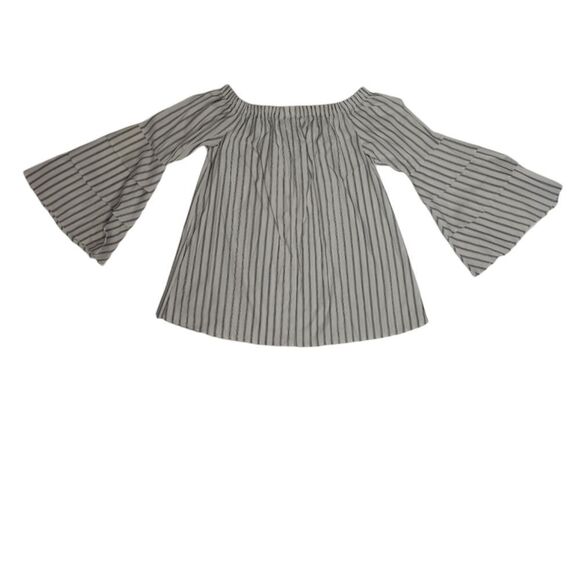AXXESS‎ striped bell ruffle sleeve off shoulder top blouse S - Picture 3 of 8